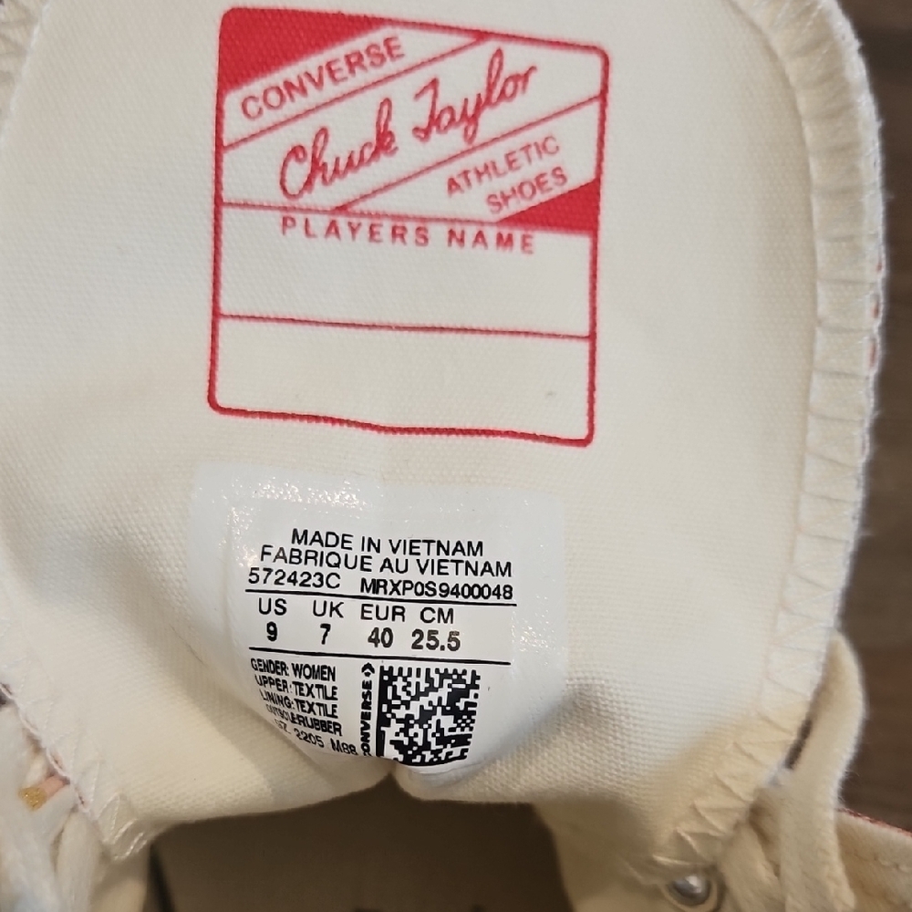 Converse Women's 70 CHUCK TAYLOR Metallic High Top Cream and Light Pink Floral - Picture 7 of 12